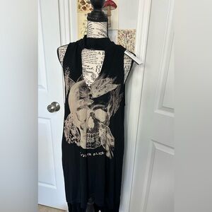 Religion Black  Sleeveless Skull Graphic Tunic Top
